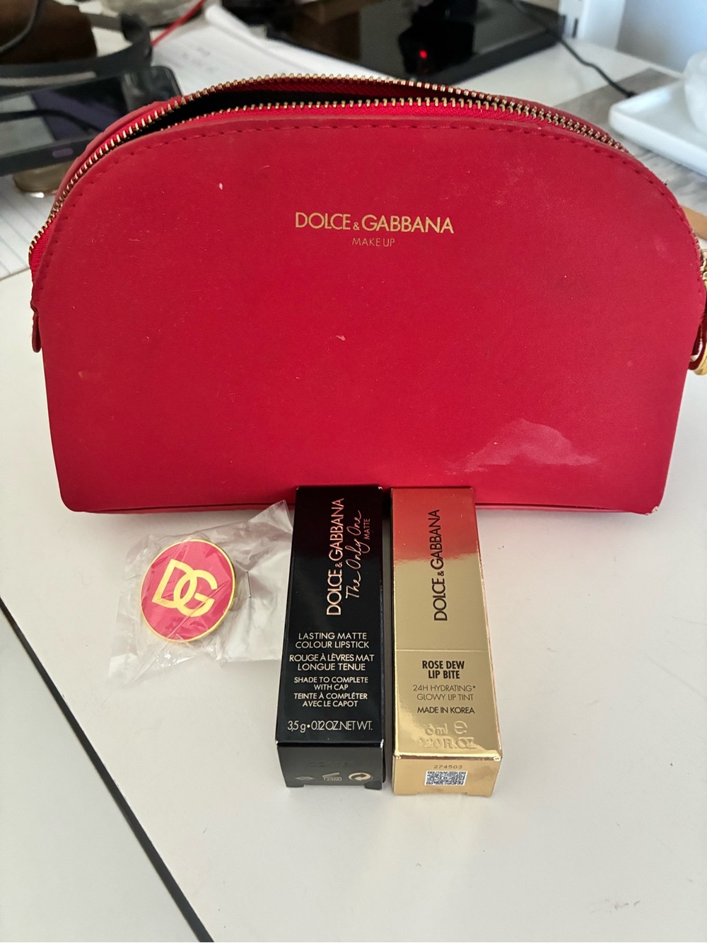 Dolce & Gabbana Red Makeup Case with TWO Lipsticks!